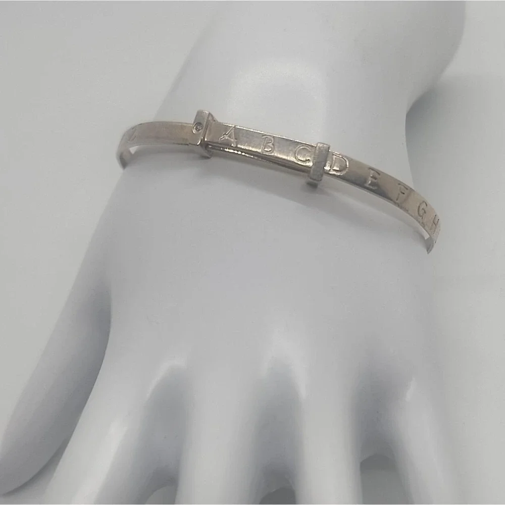 Sterling silver 925 w/ diamond accent Alphabet Baby bracelet‎ gift